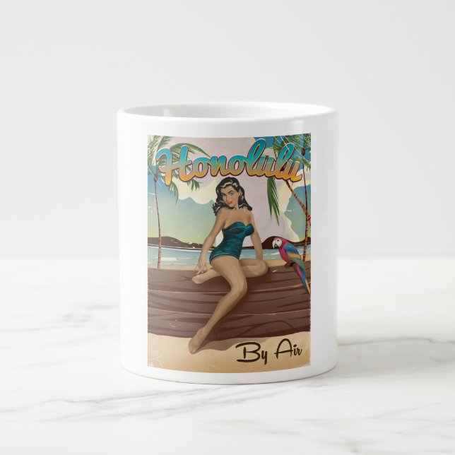 Honolulu vintage retro reseutskrift jumbo mugg (Framsidan)