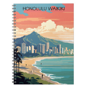 Honolulu Waikiki Beach Hawaii Panorama View Beach Anteckningsbok