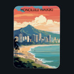Honolulu Waikiki Beach Hawaii Panorama View Beach Magnet<br><div class="desc">Snygg Flexible Photo Magnet som visar Honolulu,  Oahu med berömden wikikstrand och diamanthuvud. Underbar resouvenir och presentidé för alla turister.</div>
