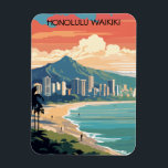 Honolulu Waikiki Beach Hawaii Panorama View Beach Magnet<br><div class="desc">Snygg Flexible Photo Magnet som visar Honolulu,  Oahu med berömden wikikstrand och diamanthuvud. Underbar resouvenir och presentidé för alla turister.</div>