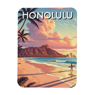 Honolulu Waikiki Beach Oahu Hawaii Resa Magnet