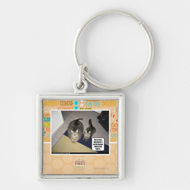 Honom boned. stort för sezhes fyrkantig silverfärgad nyckelring (Framsidan)