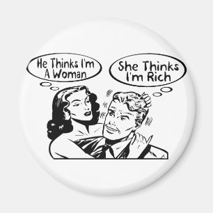 Honom funderare henne funderare magnet