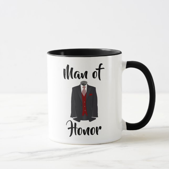 Honor Burgundy Tuxedo Bröllop Coffee Mugg (Höger)