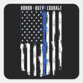 Honor-Duty-Courage Fyrkantigt Klistermärke