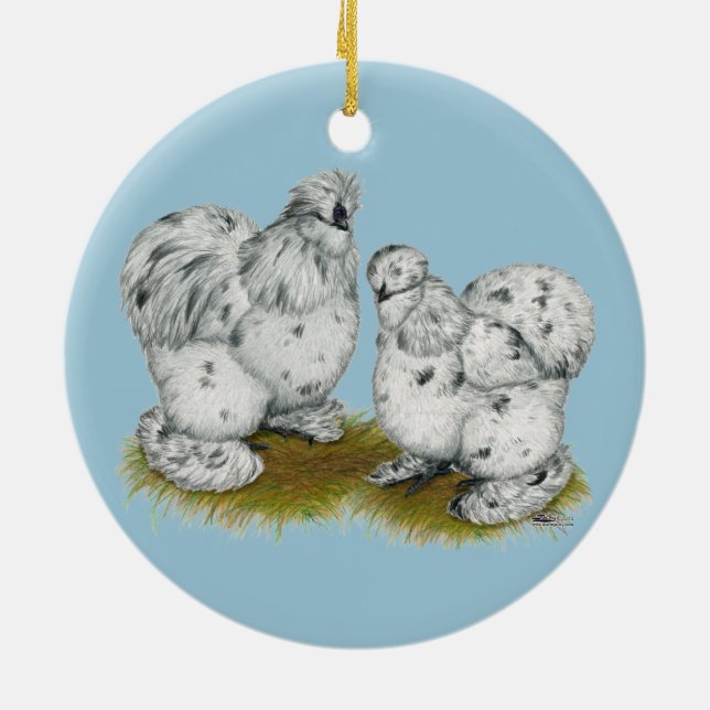 Hönor för Silkie Bantamstänk Julgransprydnad Keramik (Baksidan)