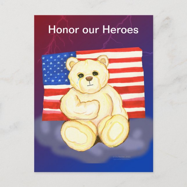 Honor our Heroes Teddy Postcard Vykort (Framsida)