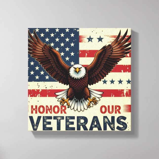 Honor Our Veteran Stretched Canvas Print (Framsida)