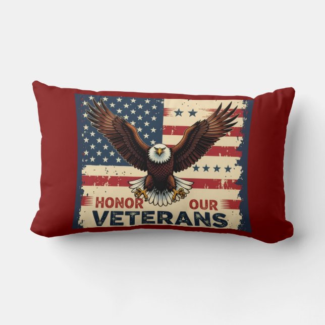 Honor Our Veterans Lumbar Support Throw Pillow Lumbarkudde (Baksida)