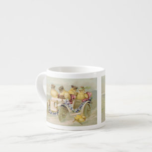 Hönor på springan - gullig vintagekonstmugg espressomugg