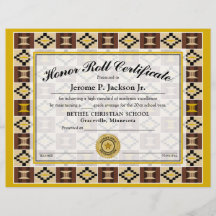 Honor Roll Certificate Kente K17 Earthtone Färg