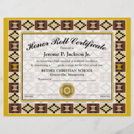 Honor Roll Certificate Kente K17 Earthtone Färg