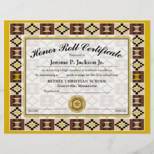Honor Roll Certificate Kente K17 Earthtone Färg
