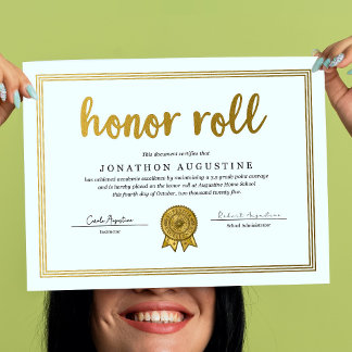 Honor Roll Certificate Poster