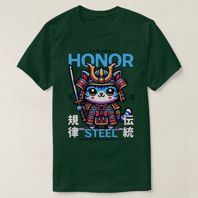 Honor Samurai cat Worrior T Shirt (Design framsida)