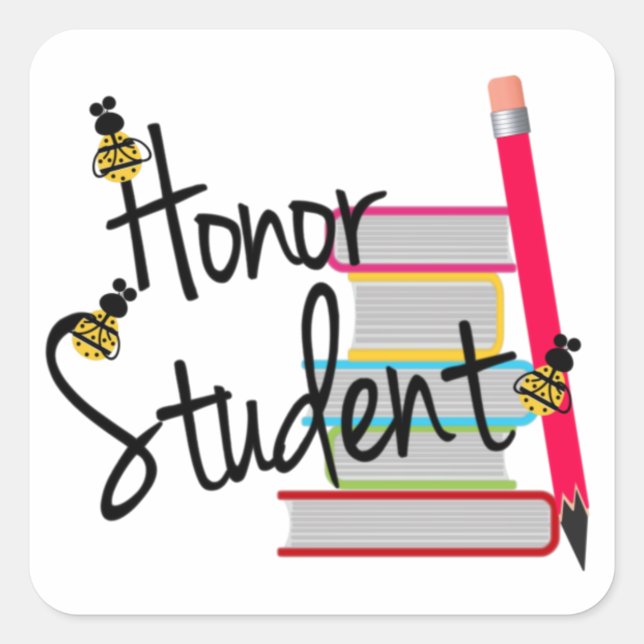 Honor Student Fyrkantigt Klistermärke (Framsida)