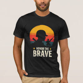 Honor The Brave Veteran Silhouette Vintage Sunset T Shirt