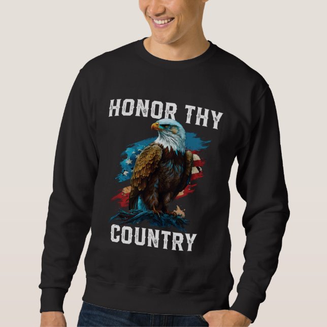 Honor Thy Country American Bald Eagle America USA  Lång Ärmad Tröja (Framsida)
