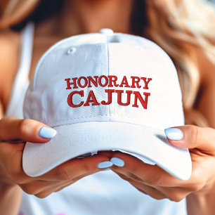 Honorary Cajun Red on White Broderad Keps