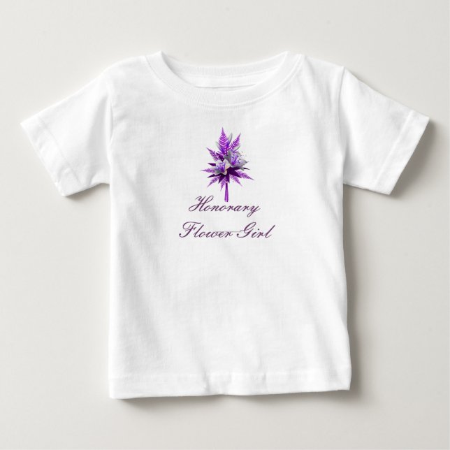 "Honorary Flower Girl" Lila Lily Bouquet a Tröja (Framsida)