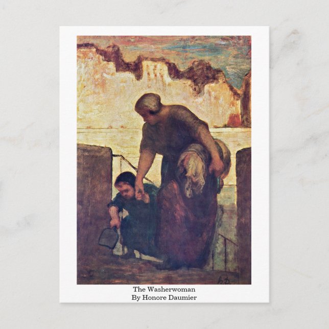 Honore Daumier, Washerkvinna Vykort (Framsida)