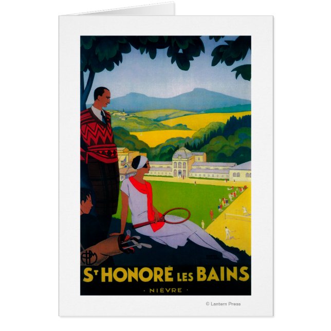 Honore Les Bains Vintage PosterEurope Hälsningskort (Framsidan)