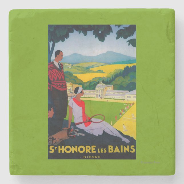 Honore Les Bains vintage PosterEurope Stenunderlägg (Framsidan)