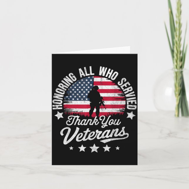 Honoring All Who Served Thank You Veterans Day Mil Kort (Framsida)