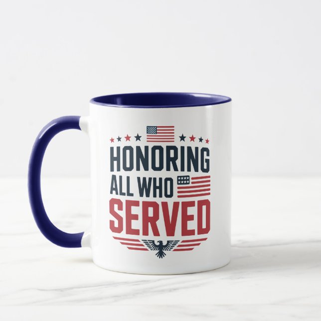 Honoring All Who Served | Veterans Day Thank You Mugg (Vänster)