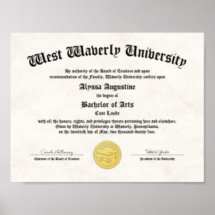 Honors College eller Universiteten Diploma Replica Poster