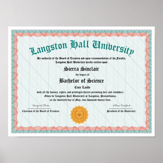 Honors College eller Universiteten Diploma Replica Poster (Framsidan)