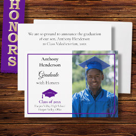 Honors Graduation Announcement Purple Cap  Meddelande