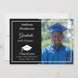 Honors Graduation Announcement White Cap and Photo Meddelande