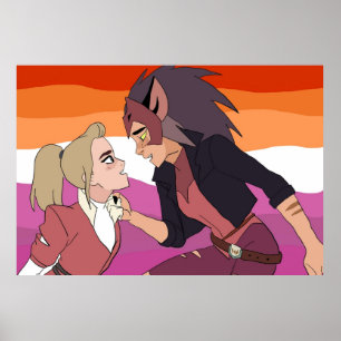 HonRa Adora och Catra Digital Trace Teckning Poster