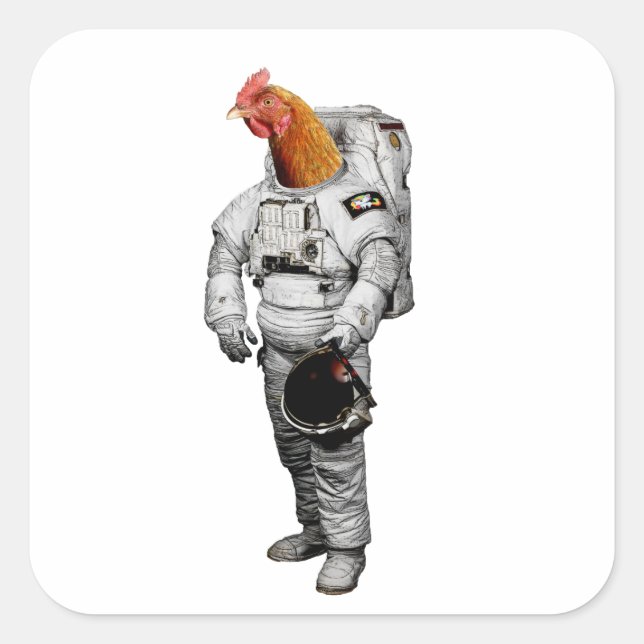 Höns Astronaut Klistermärke (Framsida)