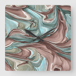 Höns av Grönt Blue Mauve White Guld Wall Clock Fyrkantig Klocka