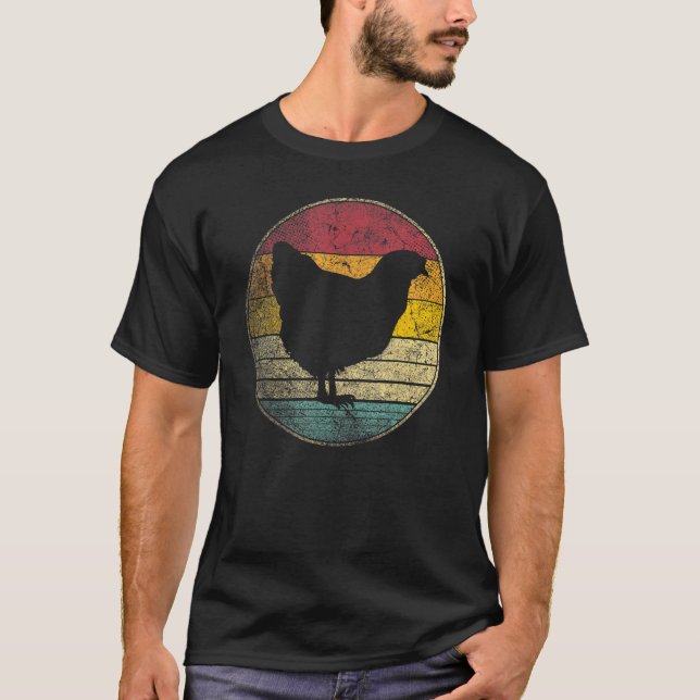 Höns Fågel Vintage Distressed Retro Bondgård T Shirt (Framsida)