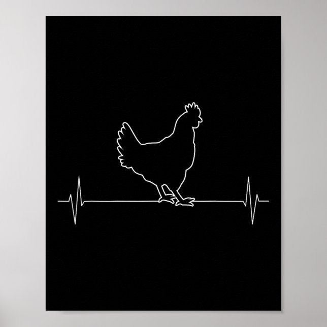 Höns Höna Djur Vintage Hjärtbeat  Poster (Framsidan)