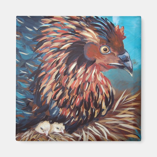 Höns med Chickar Magnet (Framsidan)