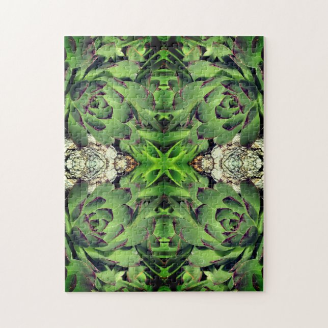 Höns och Chickar Garden Succulated Close Abstrakt Pussel (Vertikal)