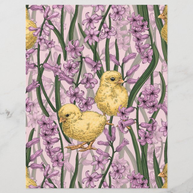 Höns och hyaciner på rosa (Framsida)