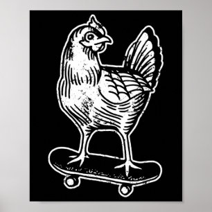 Höns som åker skateboard på internet meme poster