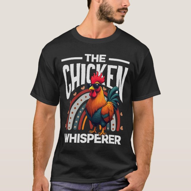 Hönsflöjtaren Cool Rooster Sungles Regnbåge T Shirt (Framsida)