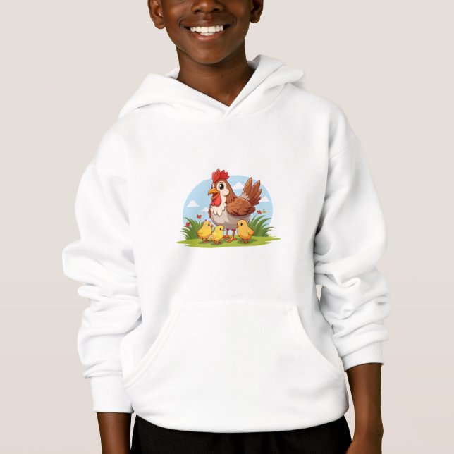 hönsmamma och små gula kycklingar t shirt (Framsida)