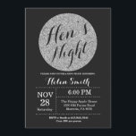 Hönsnatt Svart och Silver Glitter Inbjudan<br><div class="desc">Hönsnatt Svart och Silver Glitter Inbjudningskort. För ytterligare anpassning, klicka på "Anpassa"-knappen och använd vårt designverktyg för att ändra denna mall.</div>