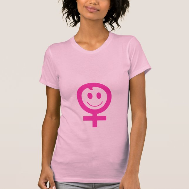 Honsymbol för rosa flicka smiley face t shirt (Framsida)