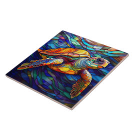 Honu art i havssköldpadda av rostat glas stil Hawa Kakelplatta