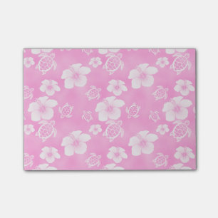 Honu för rosa hibiskus hawaianskt mönster post-it block