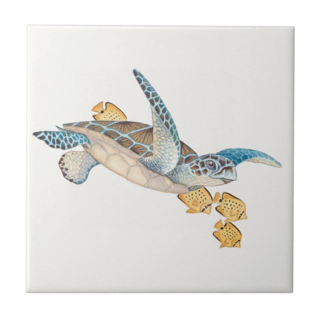 Honu (grön havssköldpadda) kakelplatta (Framsidan)