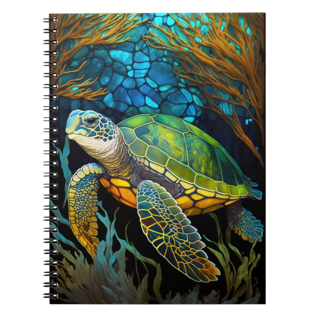 Honu har fastsatt glas Vatten Anteckningsbok (Framsidan)